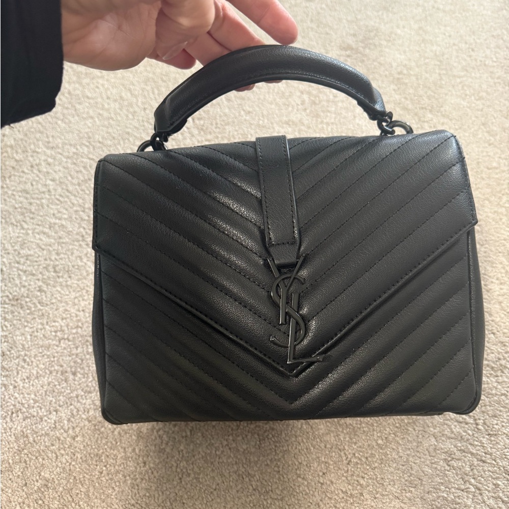 Saint Laurent Black Quilted Leather Top-Handle Satchel